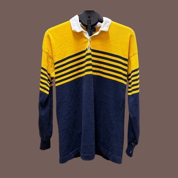 Vintage Canterbury of New Zealand Rugby Shirt Gold/Blue Stripe XL - Picture 1 of 5